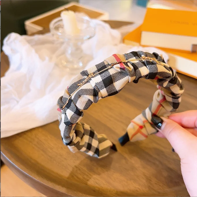 Designer Headband Camel Striped Plaid Rhinestone Bow Headbands Women Fashion Headwear Hair Accessories