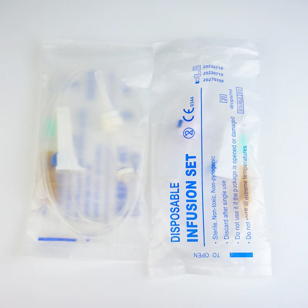 Disposable sterile medical veterinary infusion set with flow regulator calibrated burette 100ml 150ml