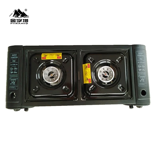 Wholesale Home kitchen stainless steel custom logo black Double burner gas stove