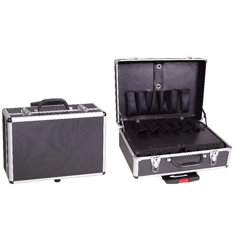 Free Size Carrying Black Tool Boxes 48X33.5X18.5cm Empty Portable Aluminum Hand Tool Box