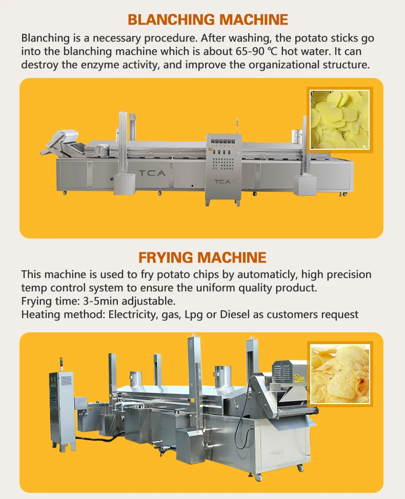 100-500kg/h SUS 304 potatoes chips making machine production line of potato machinery to