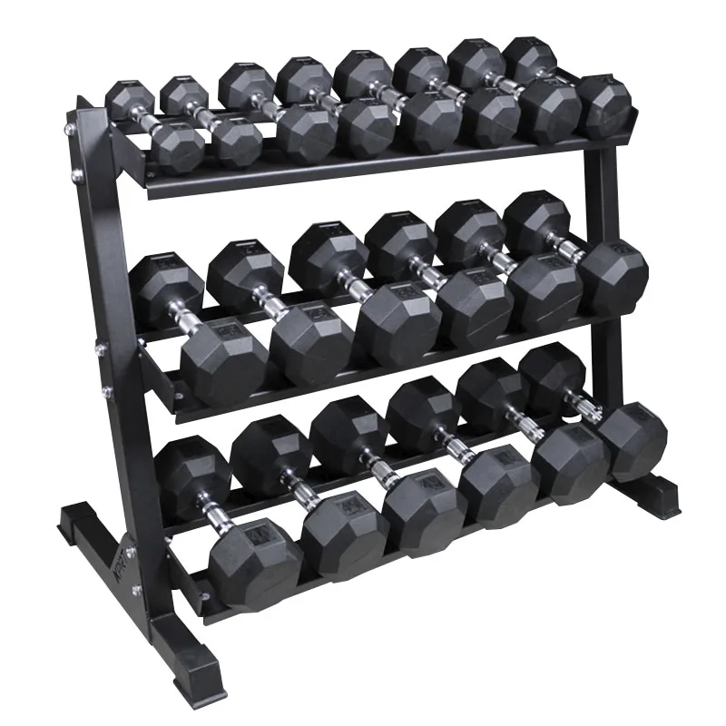 3 Tier Dumbbell Rack Home Arm Training Commercial Quality for Rubber Hex Dumbbells