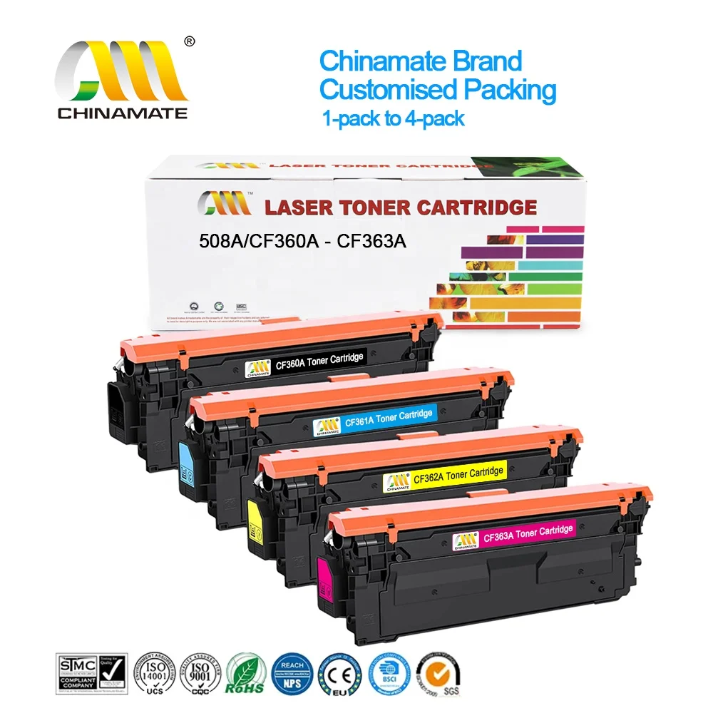 Original Quality HP 508A Remanufactured Toner Cartridge for HP LaserJet M553 M552 M577 CF360A - CF363A Toner Cartridge Set