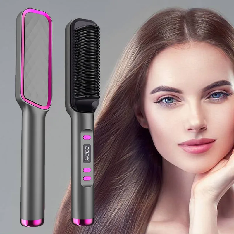 professional electric hot hair straightener brush comb plancha de cabello profesional heated straightener comb