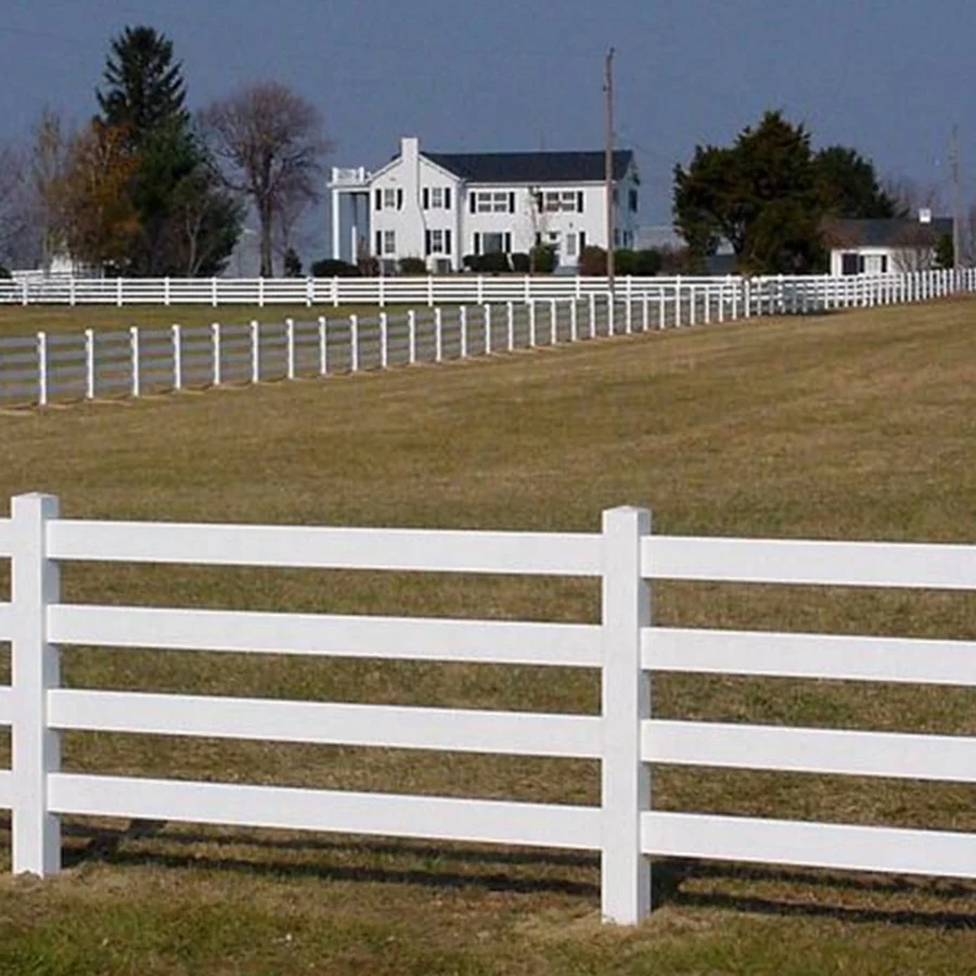 white plastic fence 4 rail horse, vinyl pvc horse fence