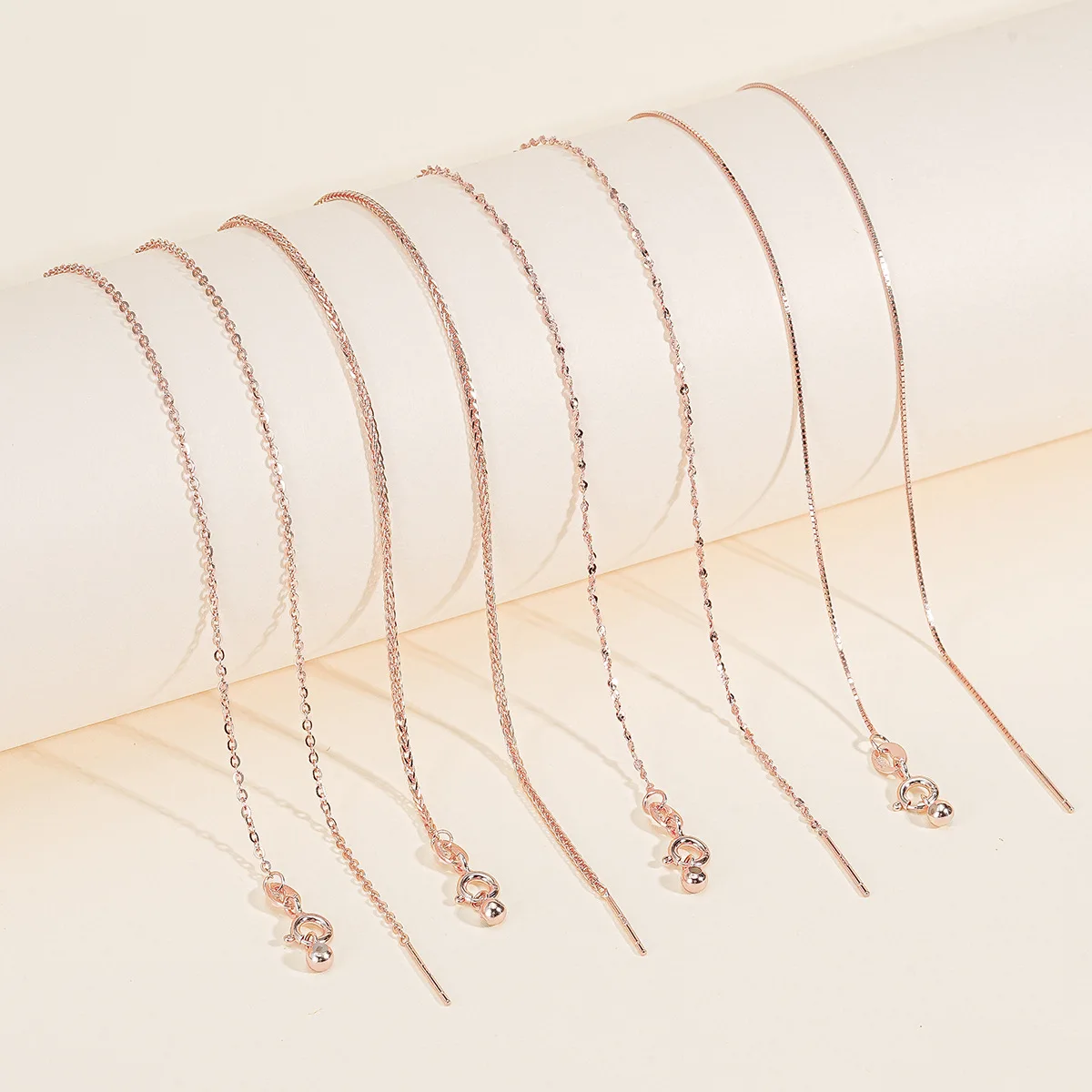 45CM S925 Sterling Silver Needle Bead Universal Chain With Spring Clasp Adjustable Box Chain Necklace  For DIY Necklace Making
