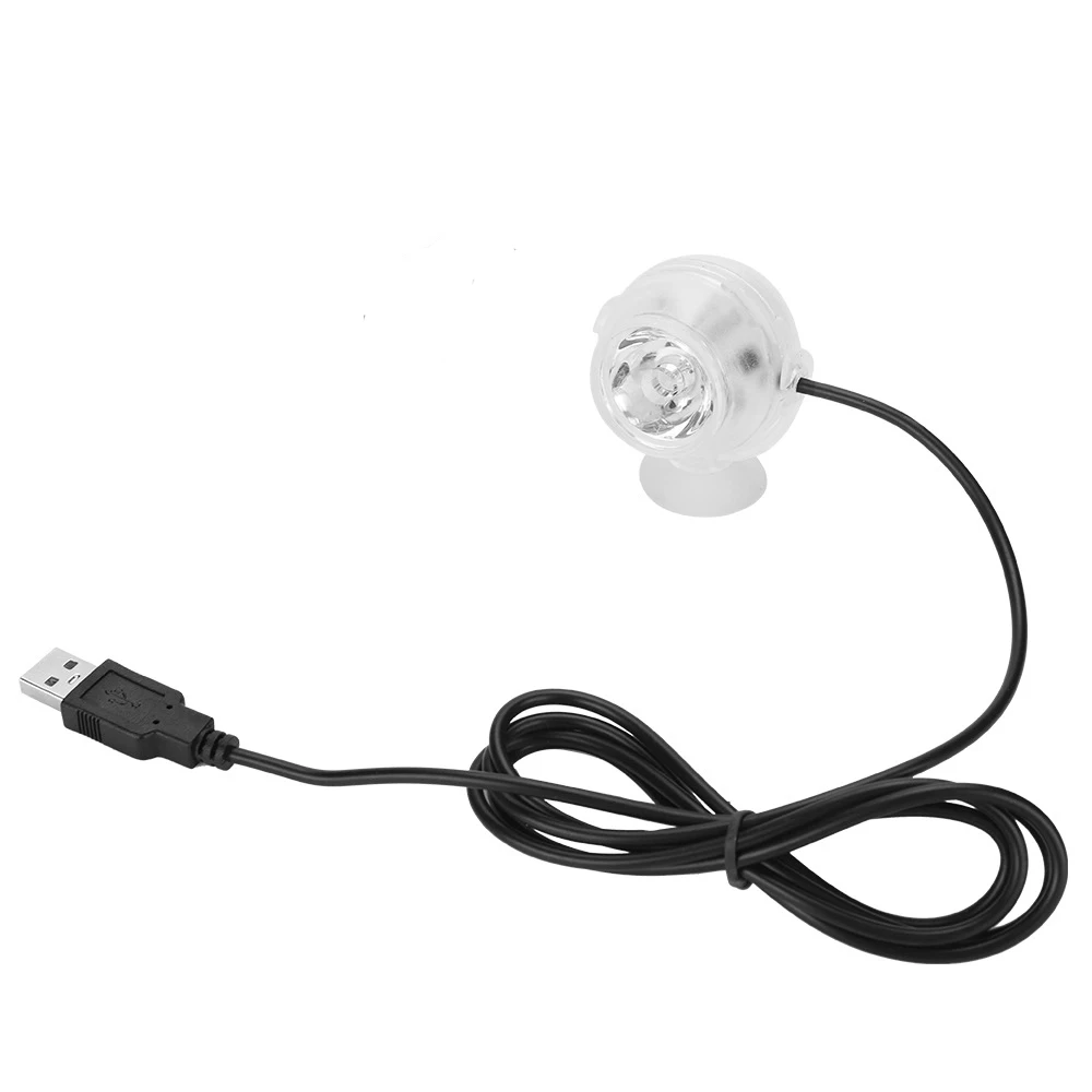 LED Fish Tank Small Spotlights Color Changing Aquarium Lights USB Diving Lights 360 Degre Rotation Underwater Lighting AC90~260V