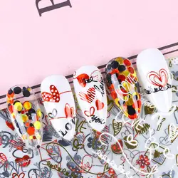 Private Label DIY Nail Art Decoration 3D Self-Adhesive Water Decals Embossed Custom Semicured Gel Valentines Day Nail Sticker
