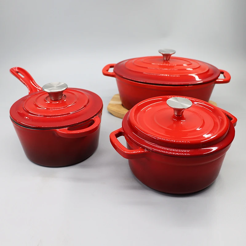 Оптовая цена под заказ Высококачественная цветная эмалированная чугунная посуда