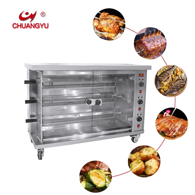 Chuangyu автоматический вращающийся 3/6/9 BBQ свинья баранина рыба курица газ/электрическая печь для гриля