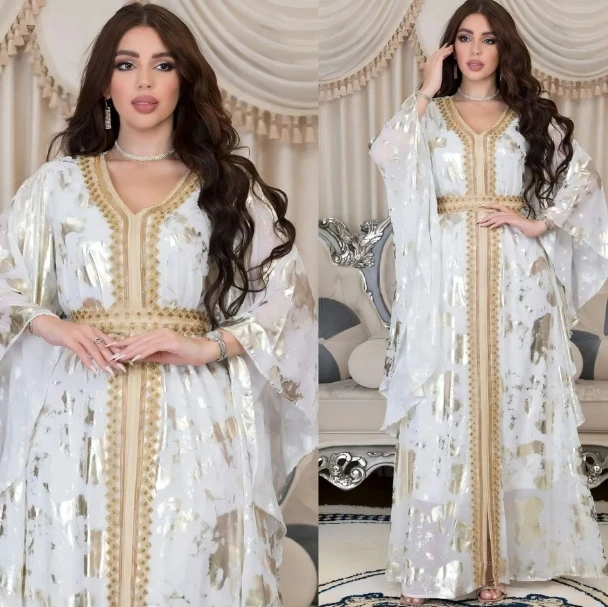 Ladies Modest Muslim Dress  Dubai Abaya Eid Kaftan Dresses Diamond Hijabs Maxi Dress Muslim Women