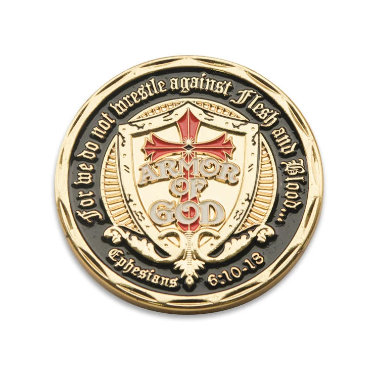 Jesus Christ Cross Brass Bulk Armor Of God Challenge Coin