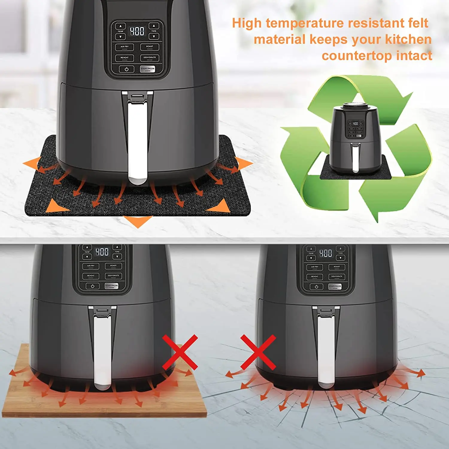 2 Pcs Heat Resistant Pad Countertop Protector Mat Coffee Maker Mat for Countertops Heat Resistant Mat for Air Fryer