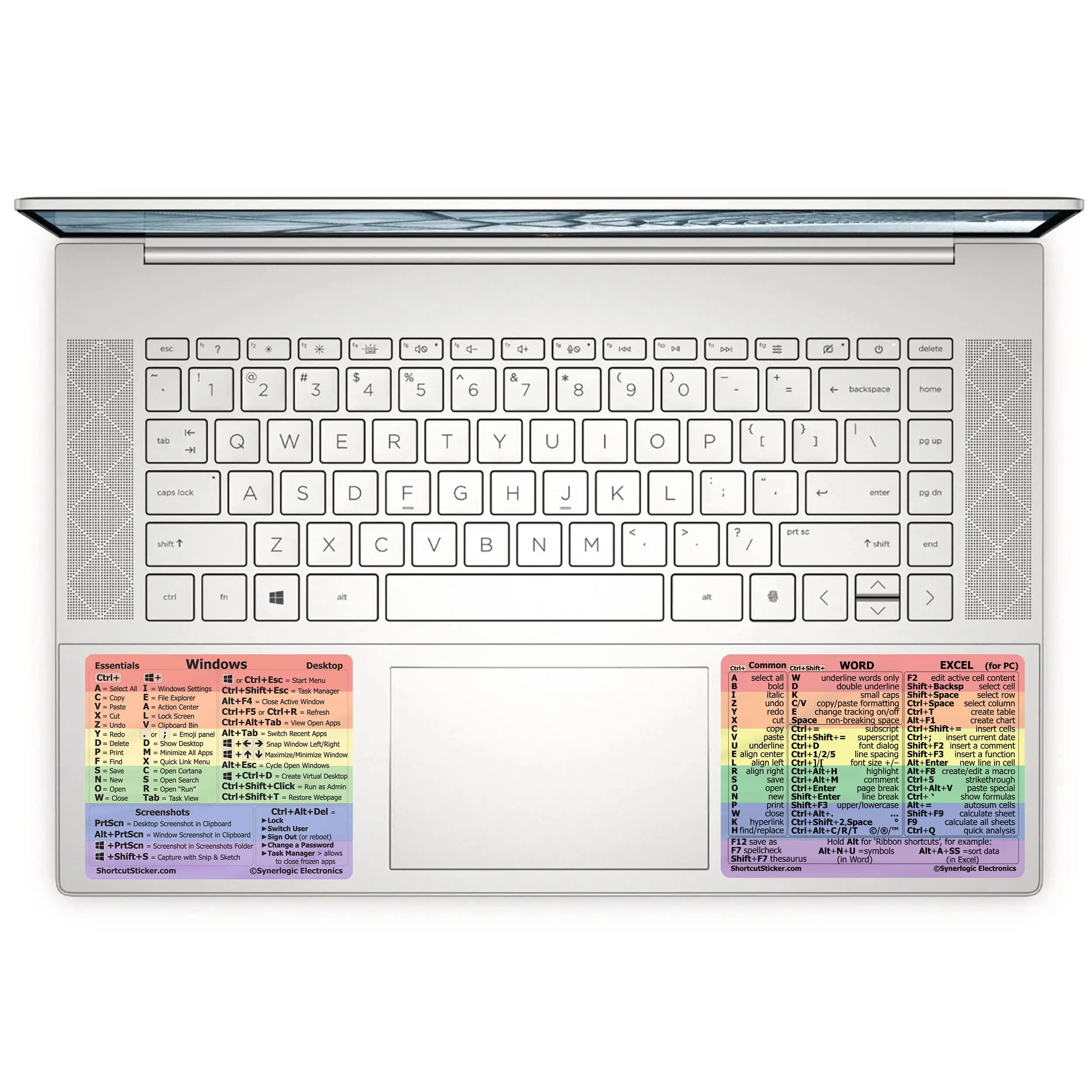 Windows and Word/Excel (for Windows) Quick Reference Guide Keyboard Shortcut Stickers, No-Residue Vinyl