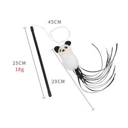 panda and green feather shape cat teaser interactive toy wholesale pet supplies in stock