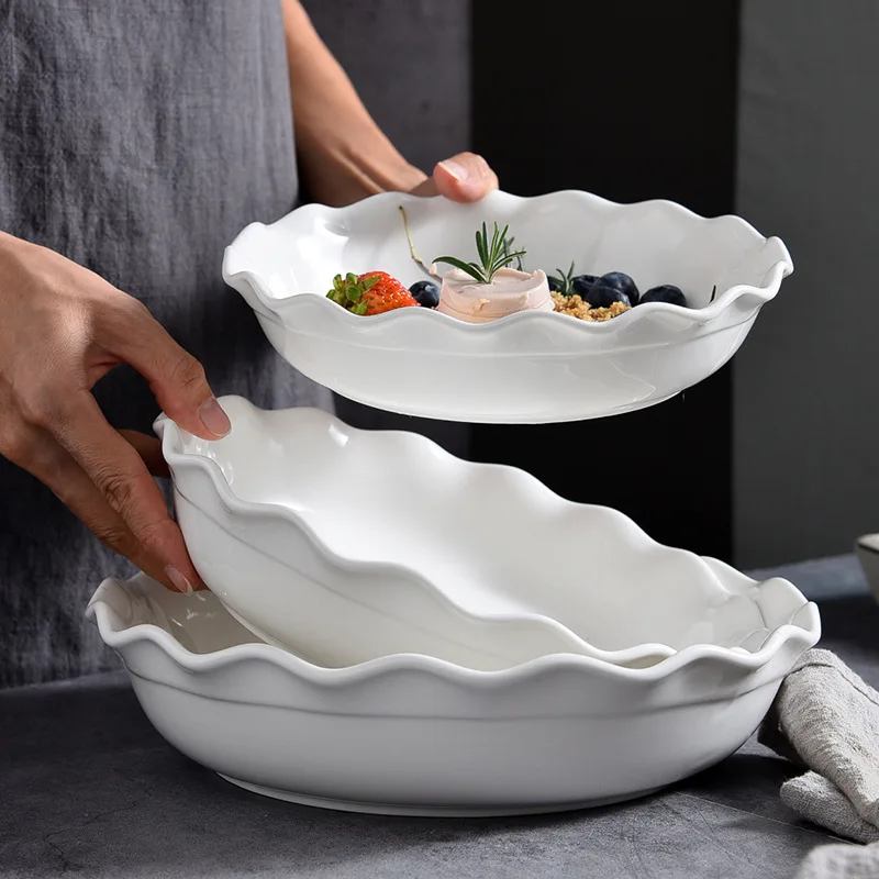 Plates 3 Piece Ceramic Dinner Flat Rim Melamine Size Plate Set White Dinner Mexico