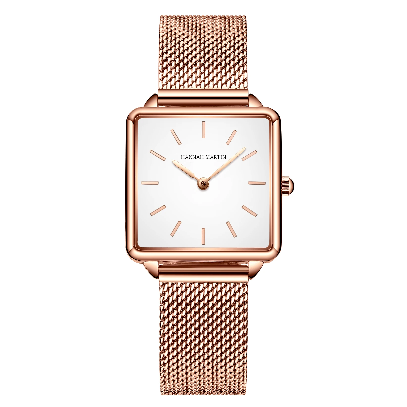 
Luxury Custom Logo Square Ladies Watches Fashion Private Label Women Watch 2020 Glass HANNAH MARTIN Alloy Bracelet Clasp 