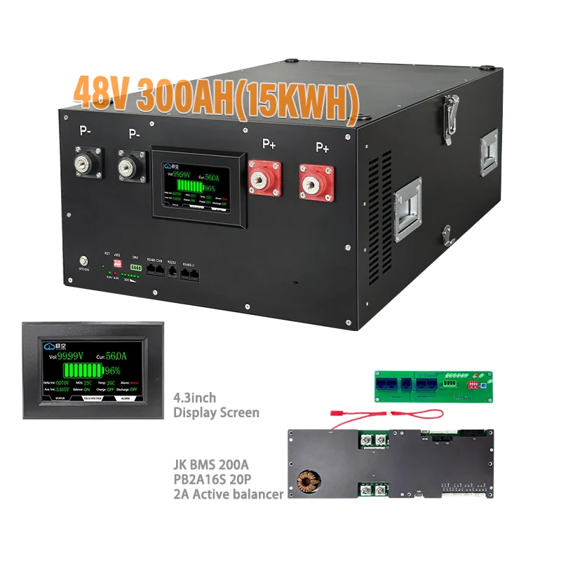 DIY Battery Box/Case  with JK Inverter BMS for 16S 48V  16S 280AH 304AH Battery Pack with Compression Battery Device