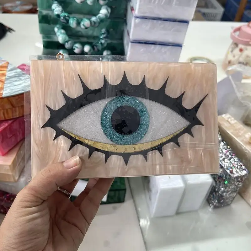 New Model fashion evil eye acrylic handbag purse evening clutch bag in 2022 Manufacturer custom logo