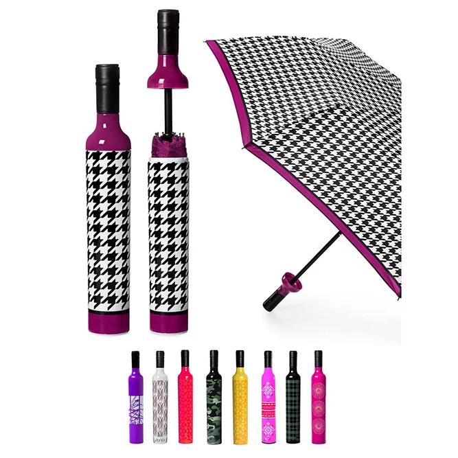 Personalized customized logo gift advertising 3 fold wine bottle umbrella