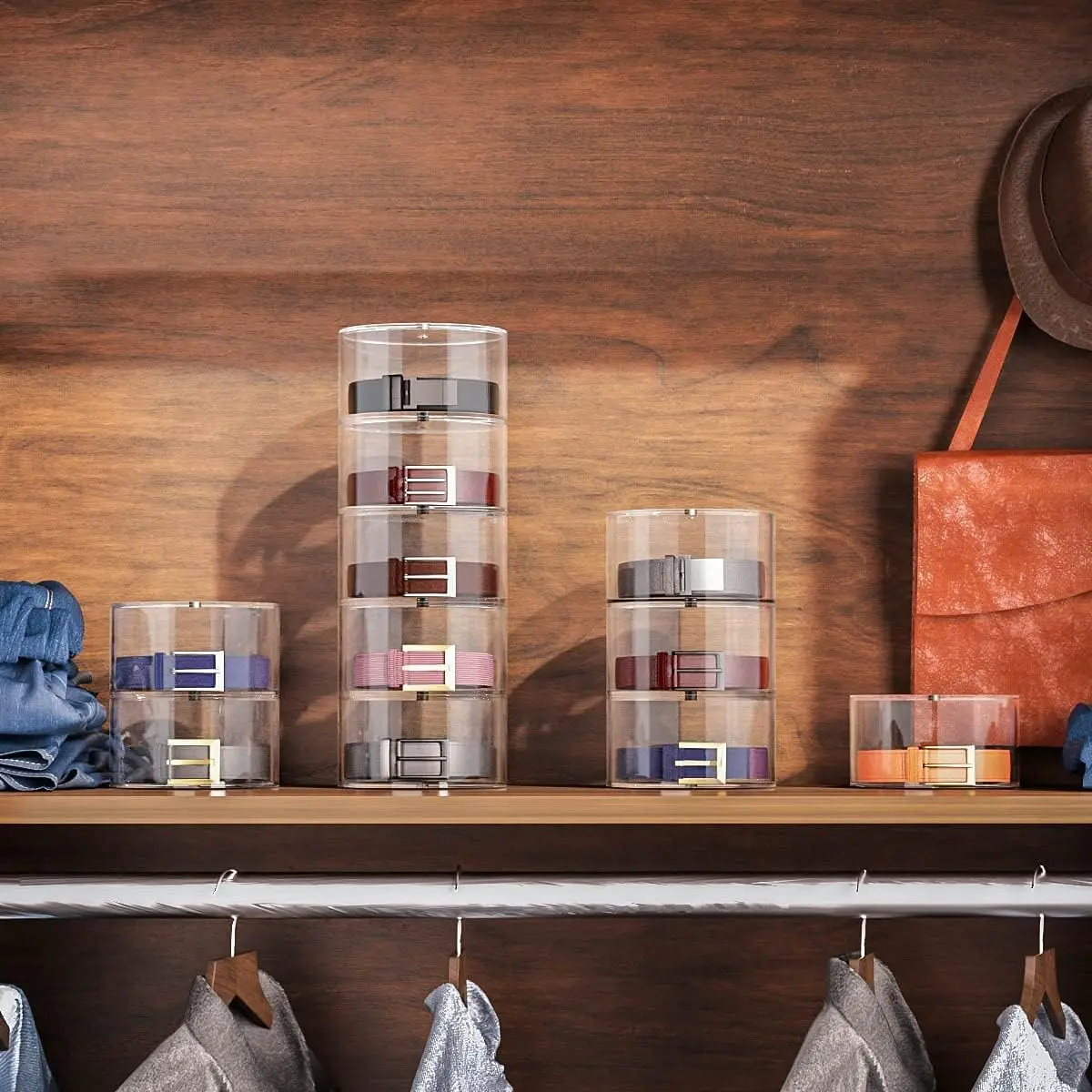 Acrylic Belt Organizer 5-Layer Display Case for Belts Watches and Accessories Closet System & Organizer