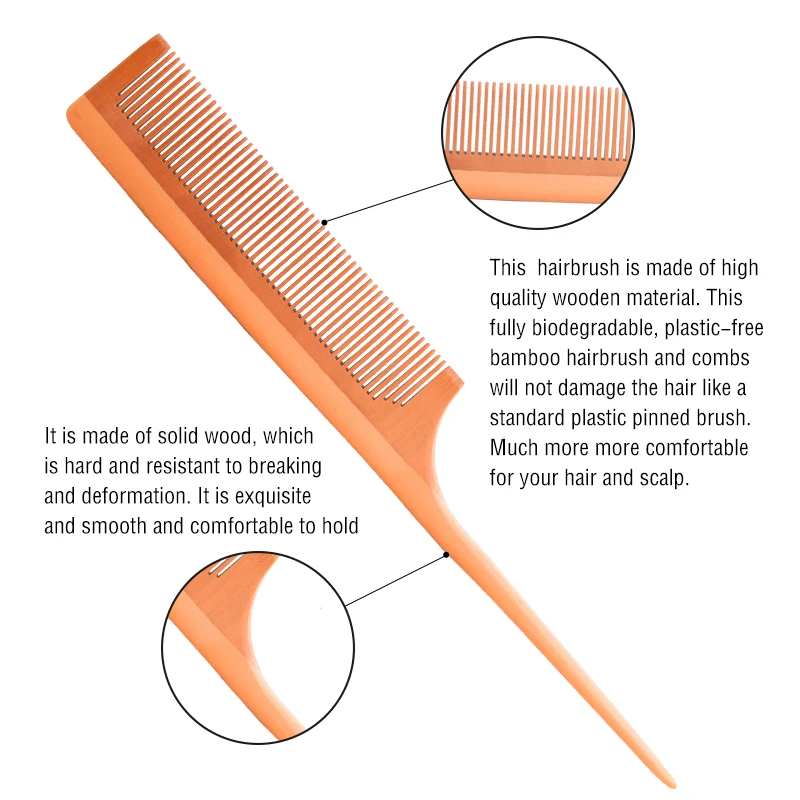 Pear Blossom Wood Personalized Comb Private Label Custom Comb Set Logo Wooden Hair Comb