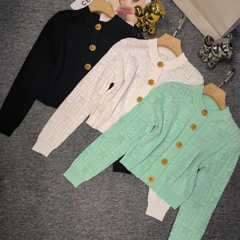 New dropshipping women ladies hot fashion round neck knitted sweater cardigan