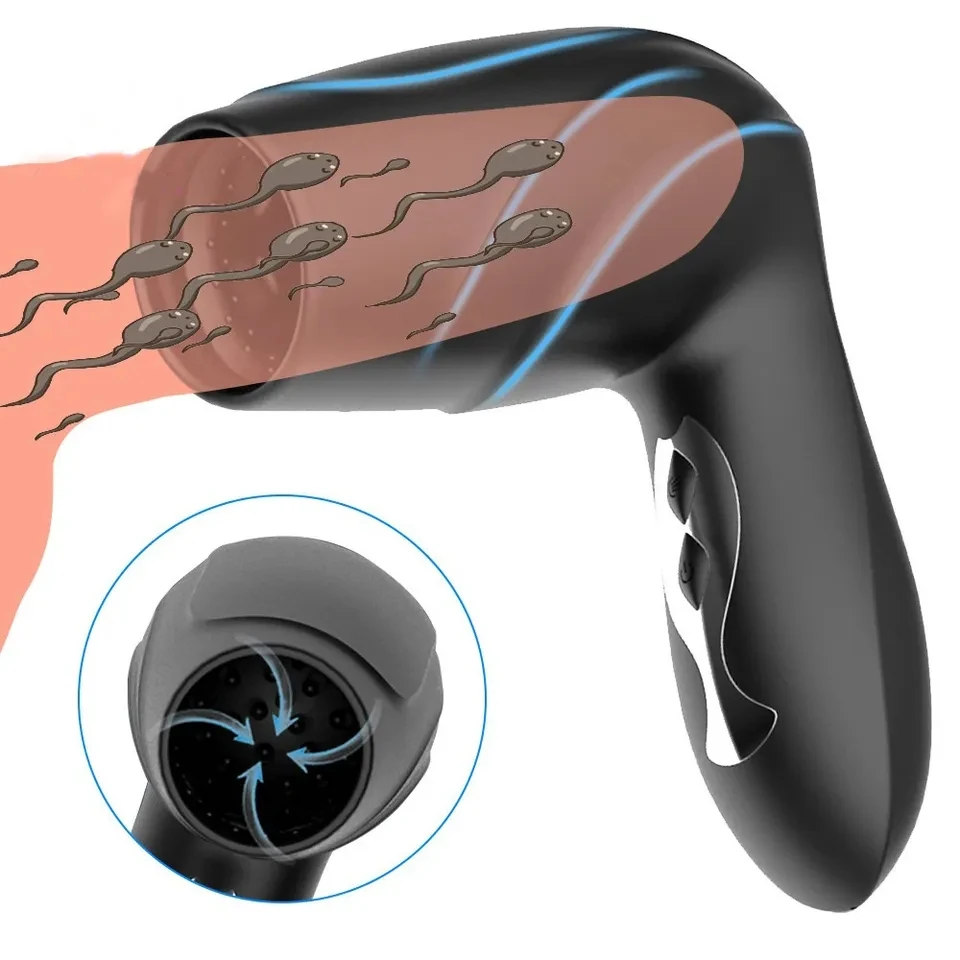 2023 New Hair Dryer Shape Masturbation Cup 10 Powerful Suction & Vibration Modes Oral Sex Penis Vacuum Sucking Male Masturbator