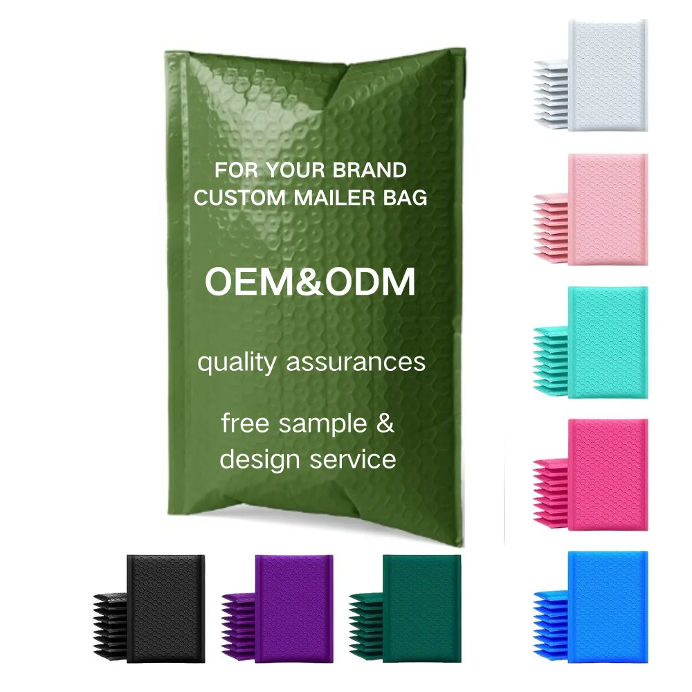 Plastic Postage Olive Green Costume Poly Bubble Mailer Bag Custom Shipping Padded Package Envelopes Variety Color With Wrap Logo