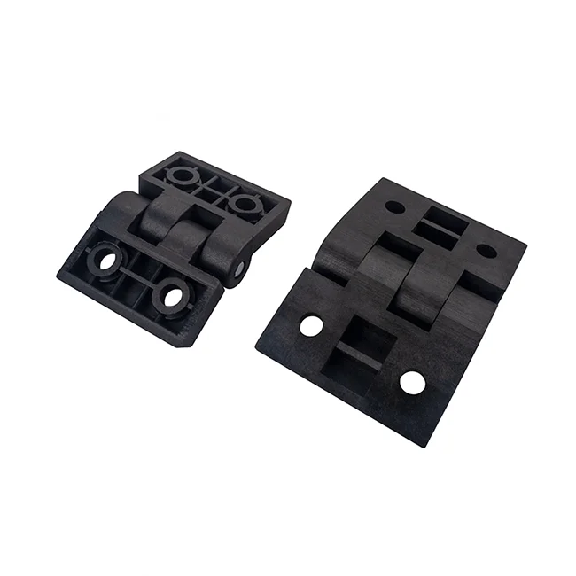 Small black nylon plastic hinge for furniture, cabinets and electrical cabinets