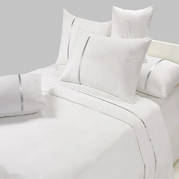 OEM Factory Direct Price Five-star Hotel Bedding Sets Hotel Linens Flat Sheets Set  White 100% Cotton Sets with 2 Pillows