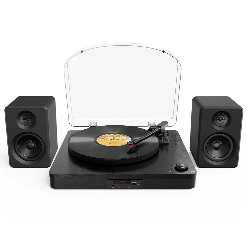 Factory Price Bluetooth  Vinyl Turntable Player Record Player Dust Cover  Home Audio Hifi  Stereo Speakers