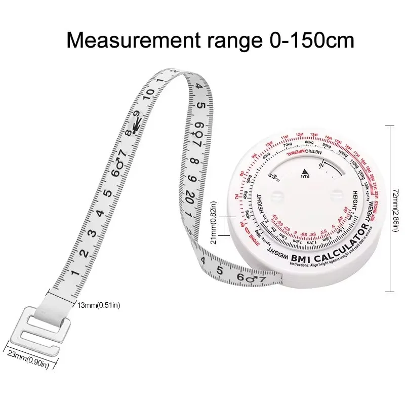 Body Mass Index Retractable 1.5m Measuring Tape Diet Weight Loss Calculator Tape Measure Tools Logo Custom