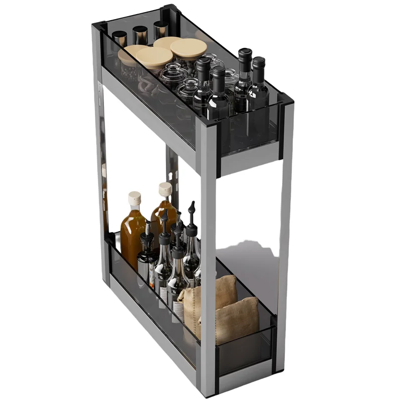 Glass Metal Fruit Vegetable Cabinet Aluminum Drawer Sliding Storage Stainless Steel Rack Perforated Kitchen Pull Out Basket