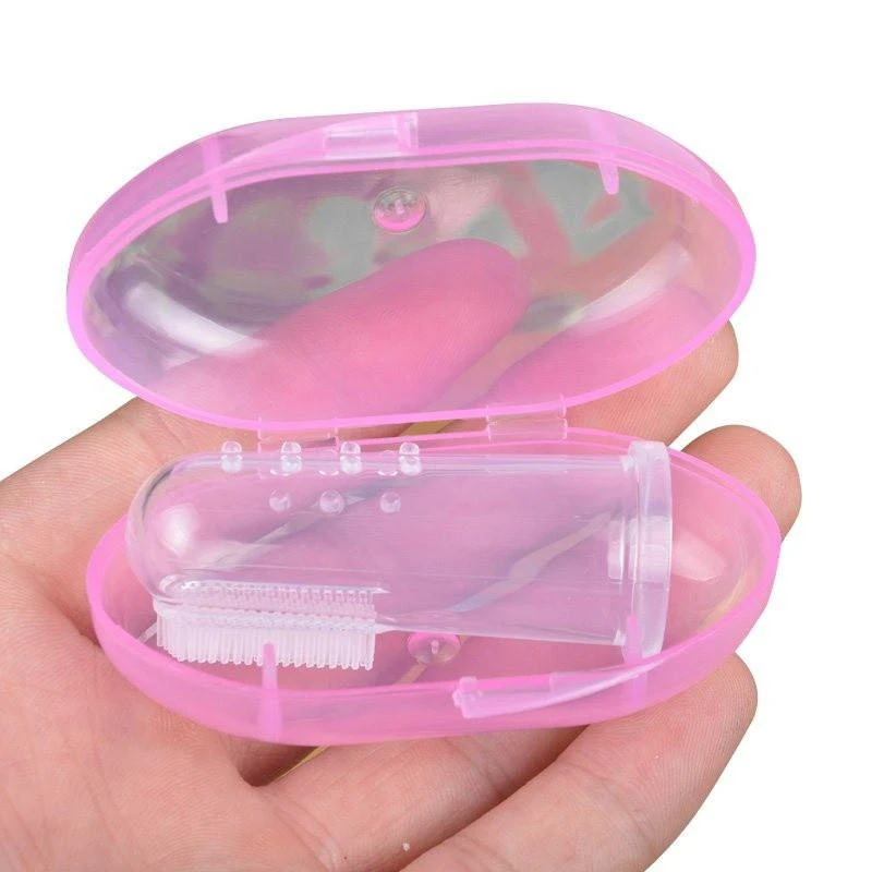 
Silicon Toothbrush with Box Finger Toothbrush Children Teeth Clean Soft Silicone Infant Tooth Brush Rubber Cleaning Baby Brush 