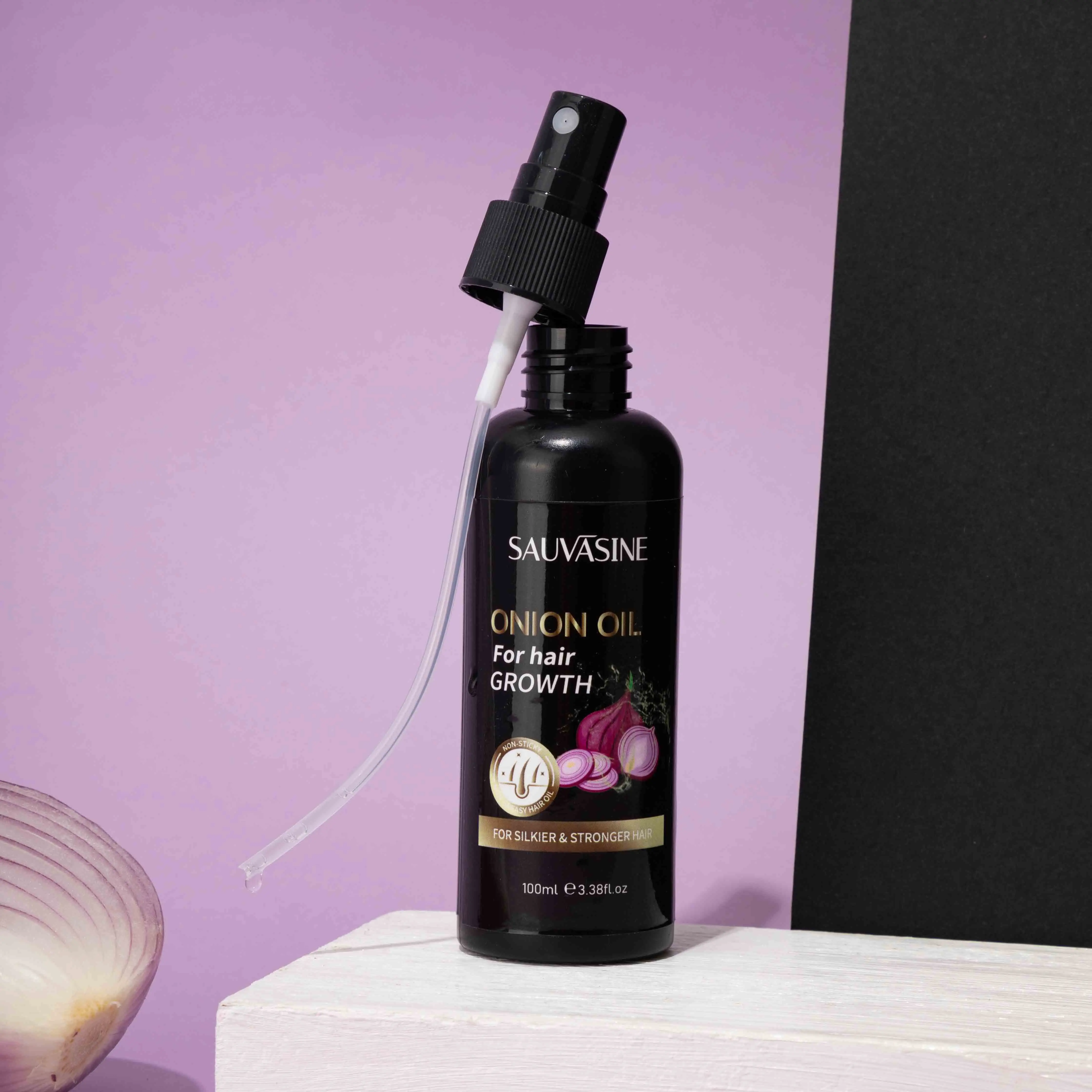 Privae label pure vegan organic nourishing repairing hair-loss prevention healthy hair growth care onion oil for hair growth