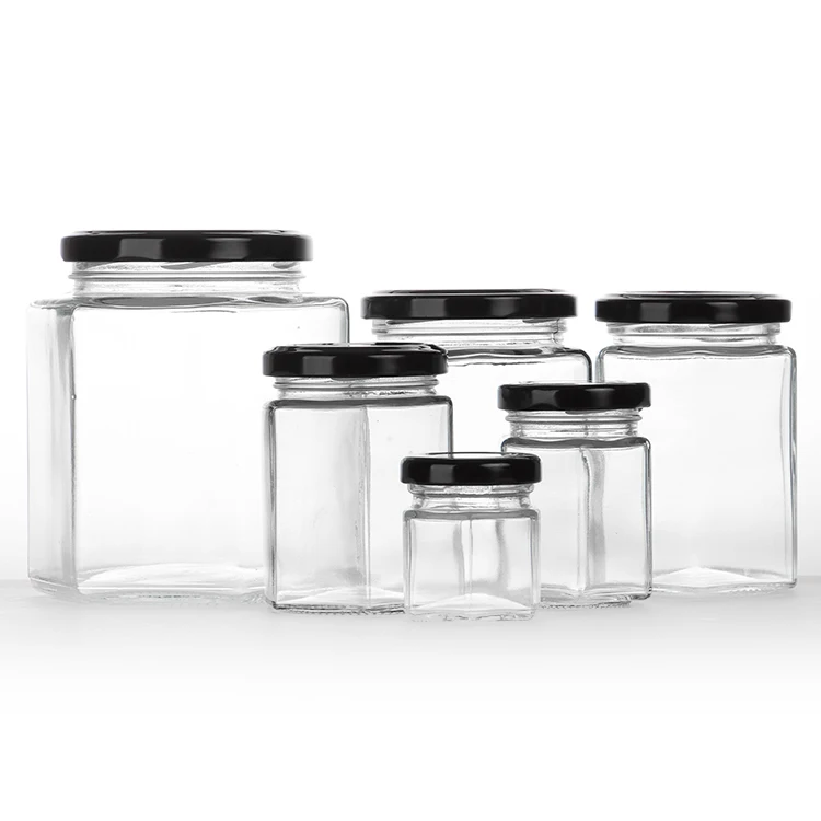 High Quality 250Ml 500Ml Hexagonal Jam Jar Honey Jar With Twist Off Lid