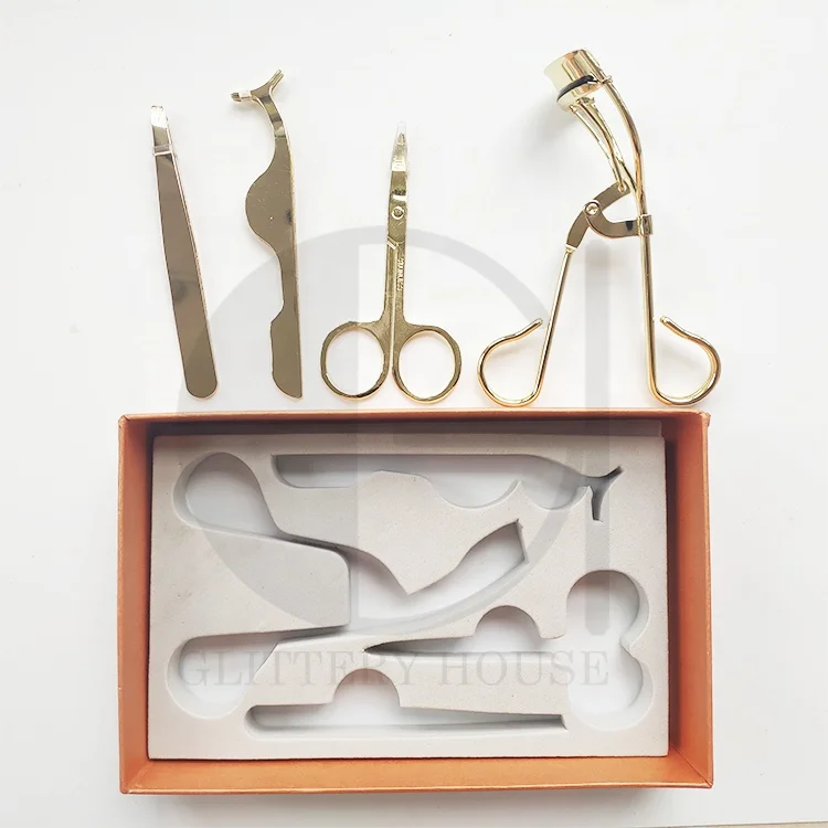 Набор аппликаторов для ресниц, щипцы для завивки ресниц, ножницы 4 в 1, индивидуальная упаковочная коробка, частная этикетка, инструменты для макияжа, пинцет для ресниц, набор аппликаторов