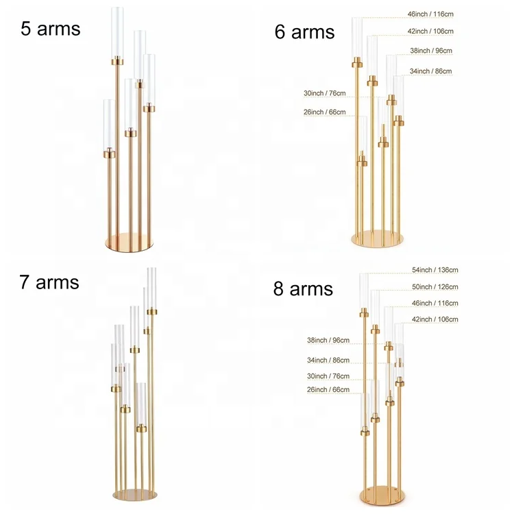 Hotel Decoration Centerpieces Large 5 Head Metal Gold Candelabra Candle Holder For Wedding Centerpiece Home Decor