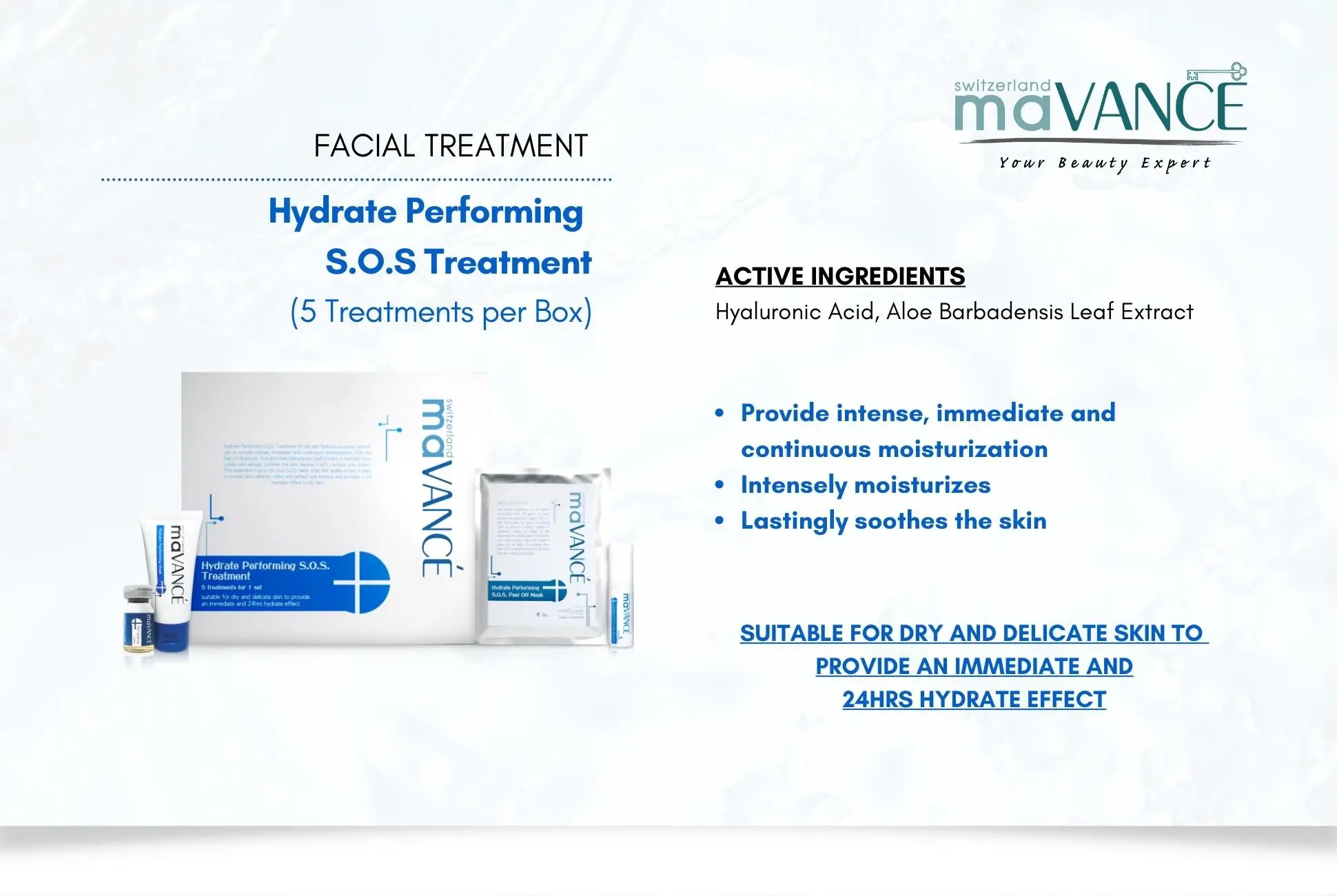 Swiss Made Professional Beauty Salon Wholesale Hydrate Performing Moisturizing Treatment For Dry And Delicate Skin