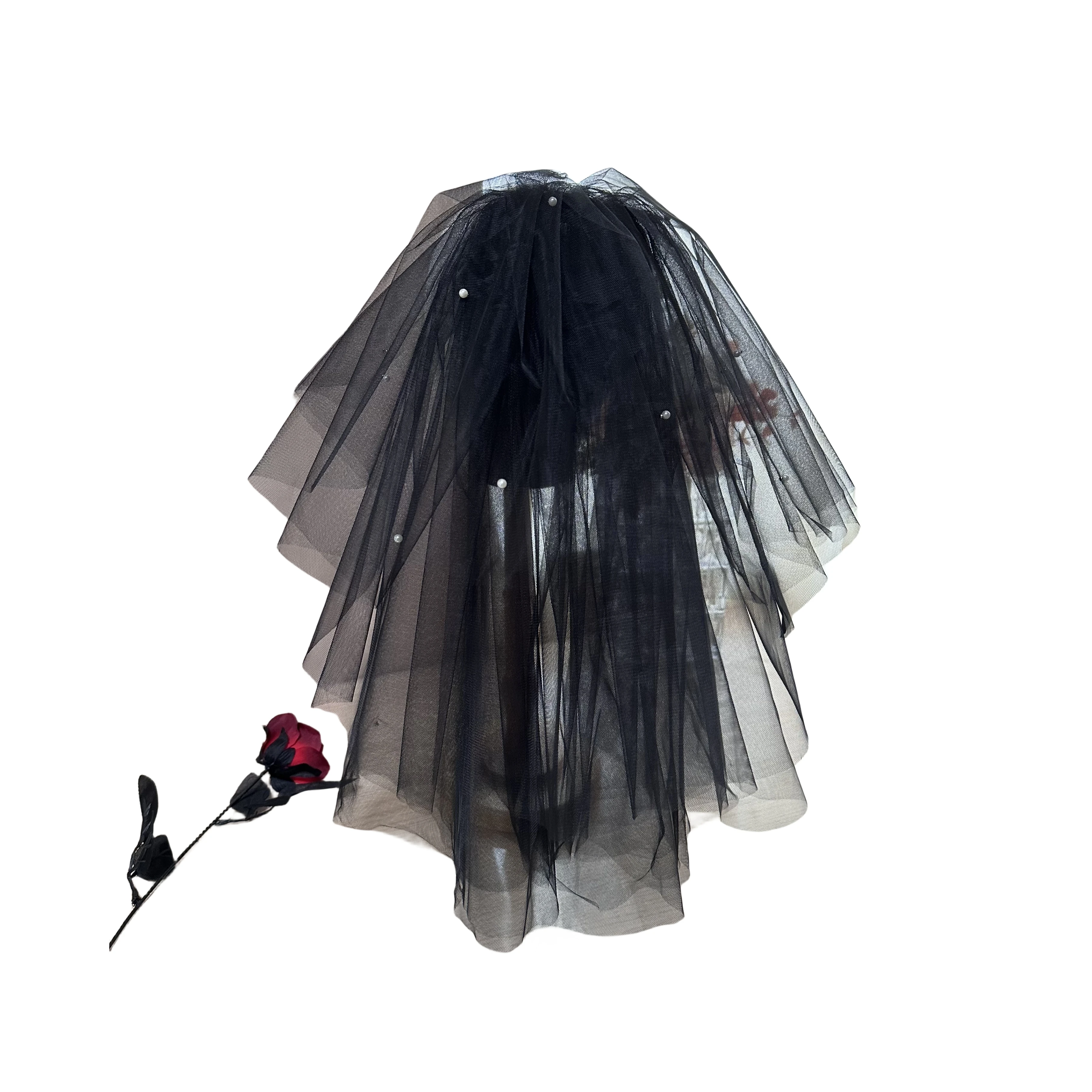 2023 hot White black simple two layer wedding veil accessories party hair band for bride