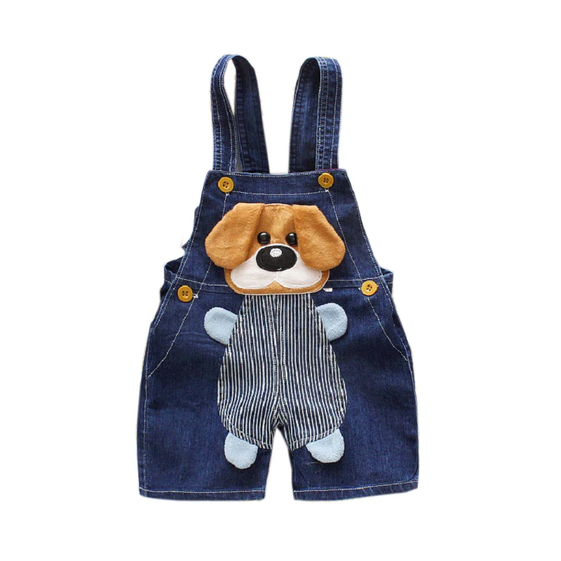 Summer Overalls Shorts Boys Girls Denim Jumpsuits Toddler Clothes Cartoons Dog Casual Jeans Playsuits Baby Clothing
