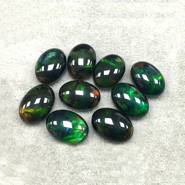Wholesale ammolite stones 8x10mm oval cabochon glass stones ammolite for jewellery