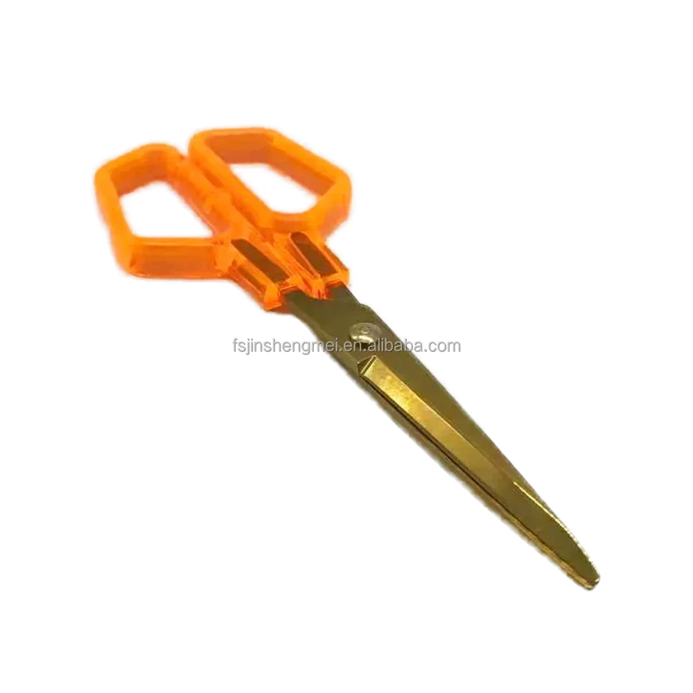 7-Inch Rose Gold Scissors with Orange Acrylic Handle and Stainless Steel Blade for DIY Embroidery and Fabric Paper Cutting