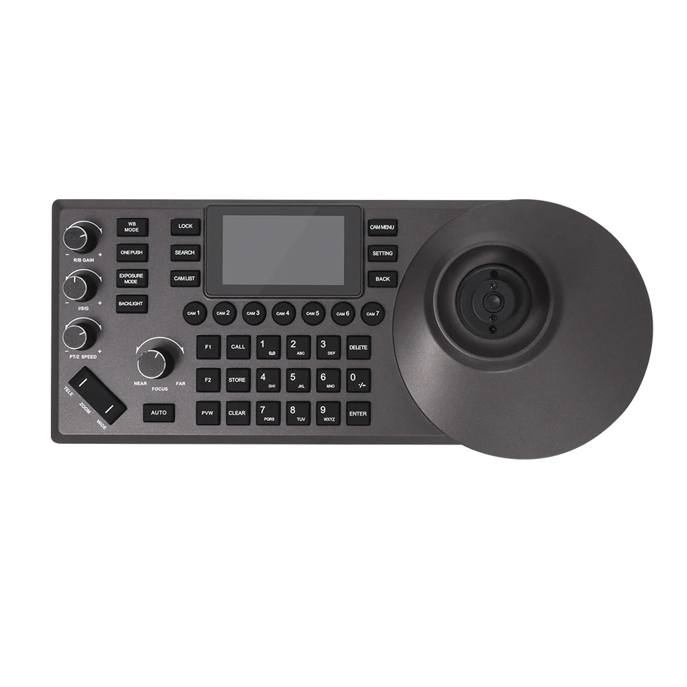 PTZ Camera Controller Keyboard with 4D Joystick for Live Streaming PTZ Network Keyboard PELCO D/P RS232 RS485 3 Inch LCD