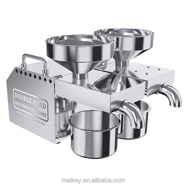 Double Head Oil Press 1200W Large Big Hot Cold Automatic Sesame Oil Presser Peanut Home Oil Press Machine