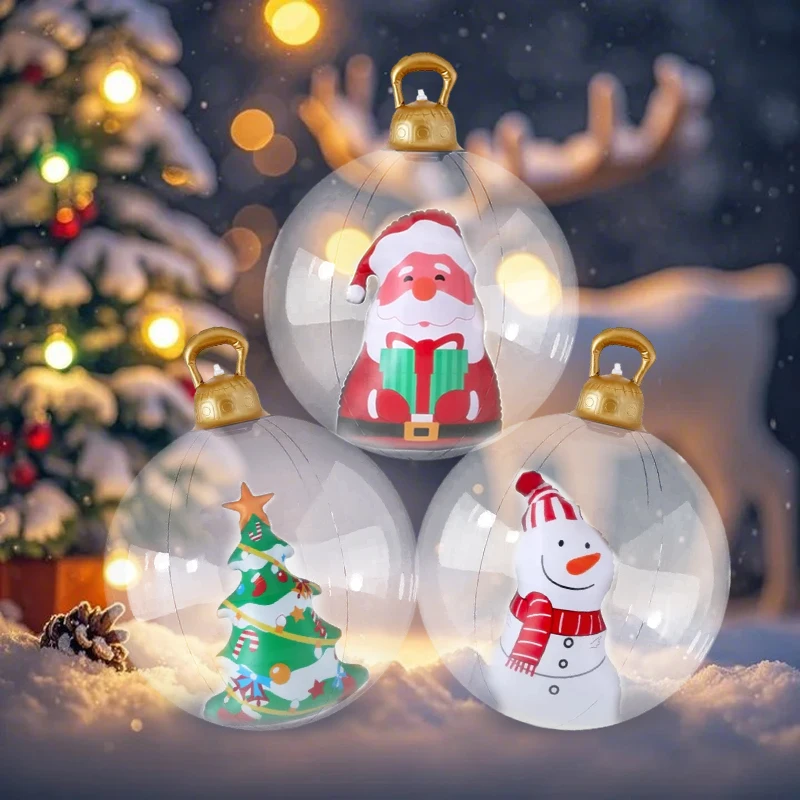 New Arrival Snowflake Xmas Decorations Ball Outdoor Inflatable Decoration Christmas Snowman Ball In Ball