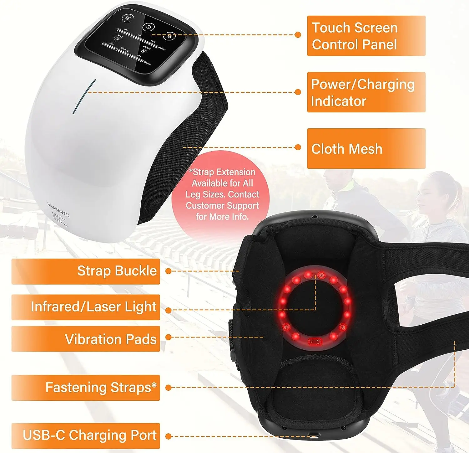 OEM ODM Electric Knee Massager for Arthritis Joint Pain Injury Infrared Heat and Vibration Knee Device for Knee Pain Relief