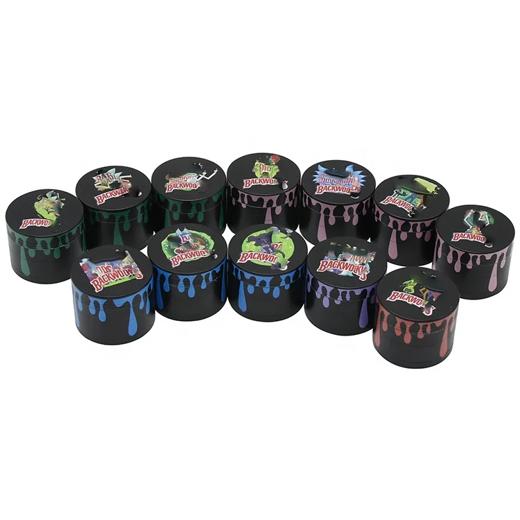 2022 New Design 50MM 4 Parts Zinc Alloy Metal Cartoon Backwoods Herb Grinder Tobacco Custom Logo Dry Grinders Wholesale