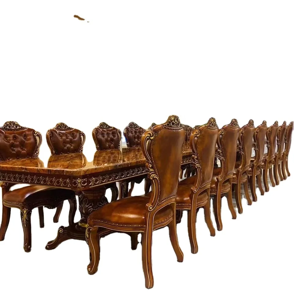 Европейский классический стиль Античный Массив дерева Королевский обеденный стол набор
